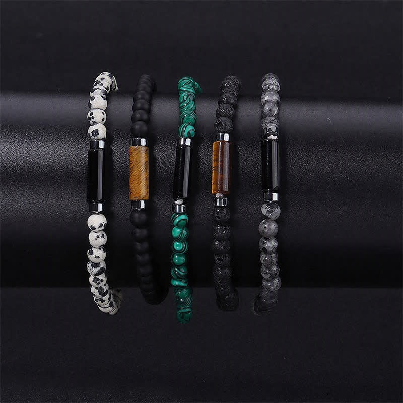 Buddha Stones Vintage 4mm Lava Rock Dalmatian Jasper Grounding Bracelet - image 15