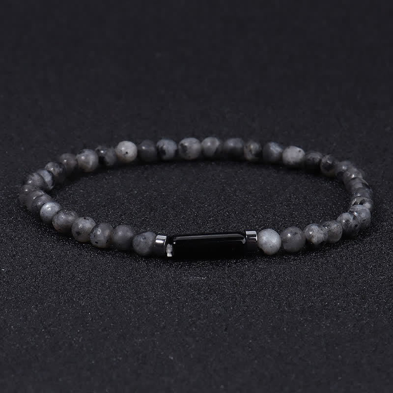 Buddha Stones Vintage 4mm Lava Rock Dalmatian Jasper Grounding Bracelet - Black Glitter Stone(Protection ♥ Grounding) - image 4