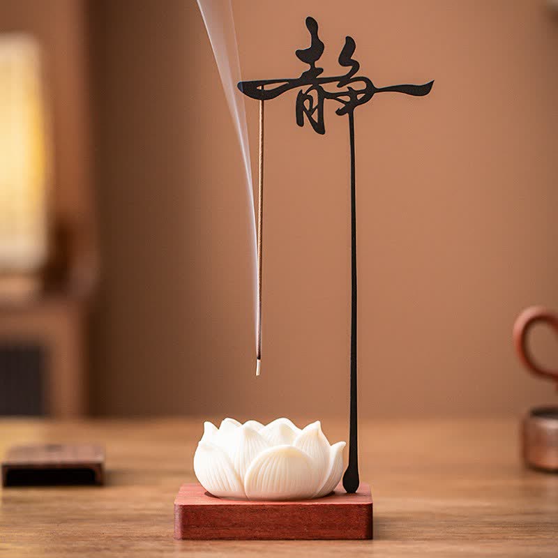 Buddha Stones Lotus Enlightenment Hanging Wood and Iron Incense Burner - Quiet Lotu - image 0