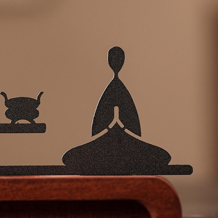 Buddha Stones Zen Monk Natural Wood and Iron Meditation Incense Burner - image 7
