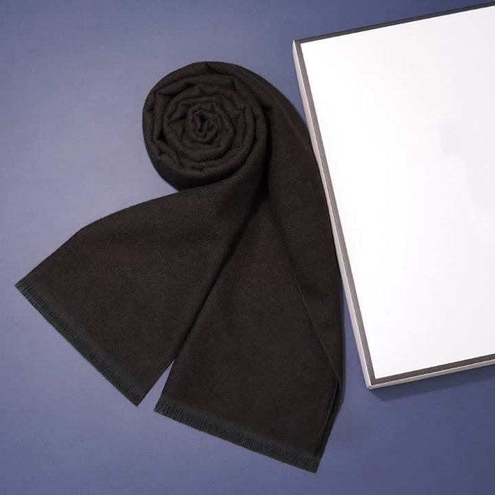 Buddha Stones Fall Winter Classic Check Pattern Soft Knit Commuter Men's Scarf - Black - image 11