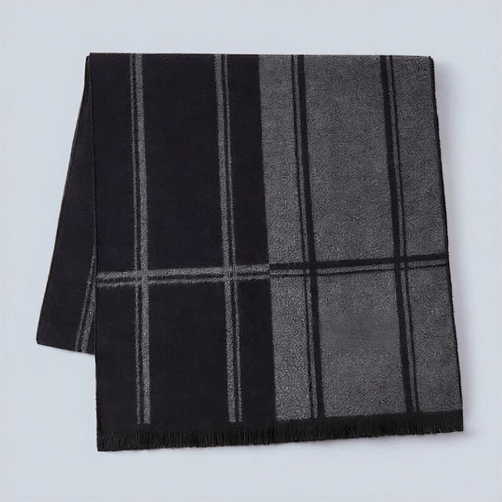 Buddha Stones Fall Winter Classic Check Pattern Soft Knit Commuter Men's Scarf - image 1