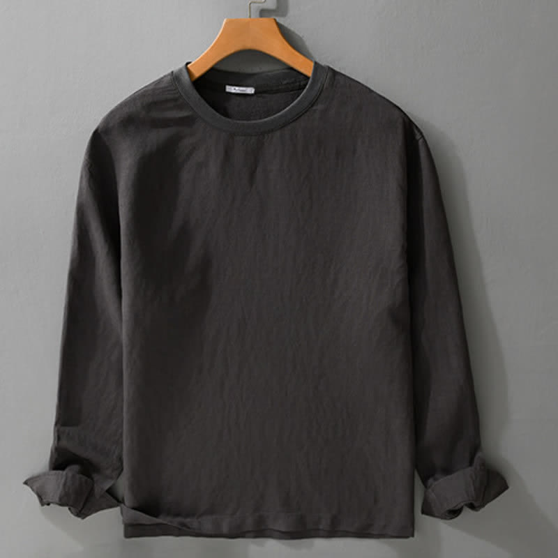 Buddha Stones Spring Fall Casual Minimalist Solid Men's Long Sleeve T-Shirts - image 8