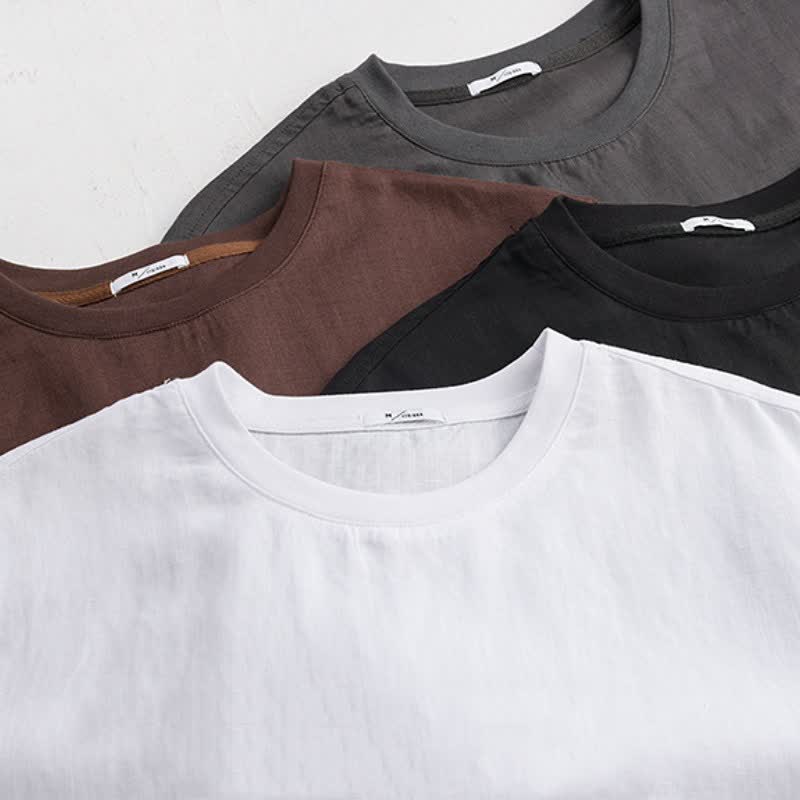 Buddha Stones Spring Fall Casual Minimalist Solid Men's Long Sleeve T-Shirts - image 19
