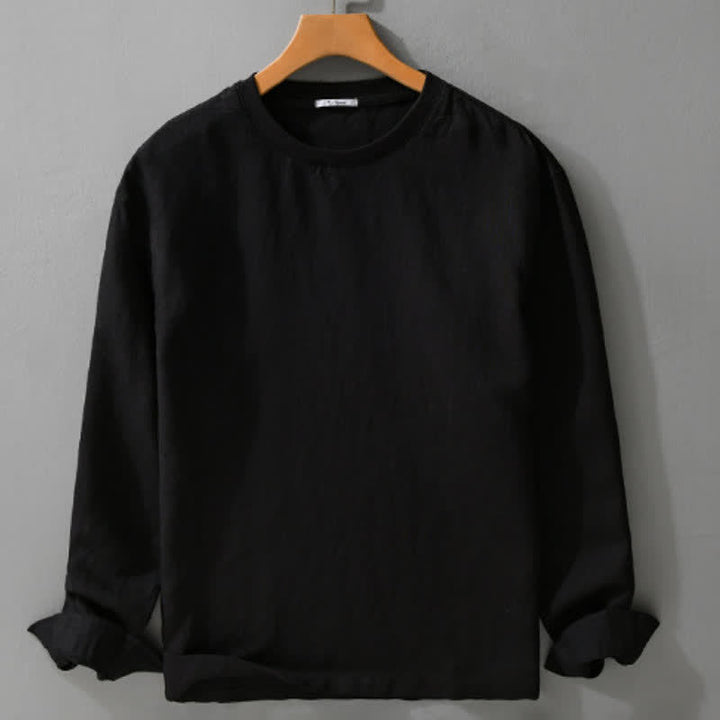 Buddha Stones Spring Fall Casual Minimalist Solid Men's Long Sleeve T-Shirts - image 6
