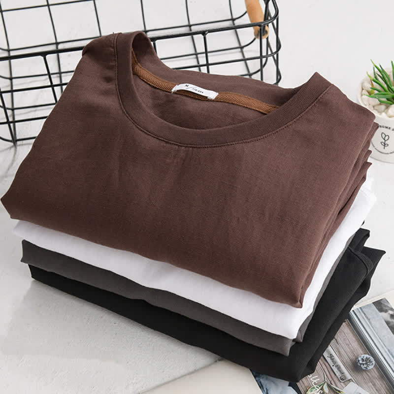 Buddha Stones Spring Fall Casual Minimalist Solid Men's Long Sleeve T-Shirts - image 17