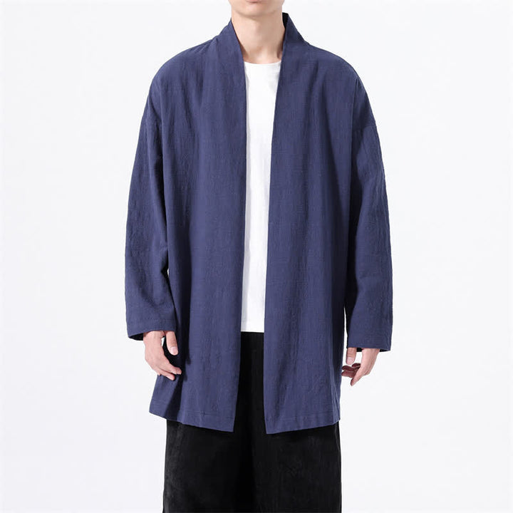 Buddha Stones Spring Casual Minimalist Solid Cotton Men's Kimono - image 15