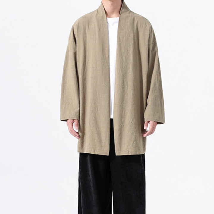 Buddha Stones Spring Casual Minimalist Solid Cotton Men's Kimono - image 7