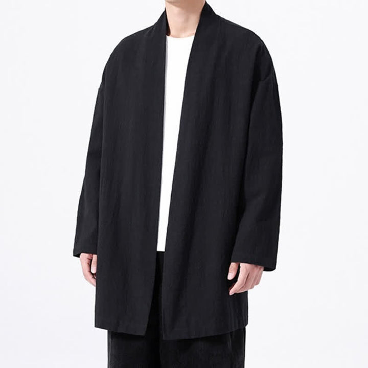 Buddha Stones Spring Casual Minimalist Solid Cotton Men's Kimono - image 9