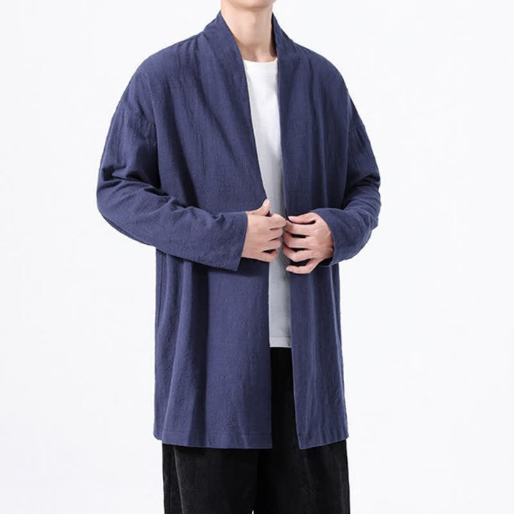 Buddha Stones Spring Casual Minimalist Solid Cotton Men's Kimono - image 17