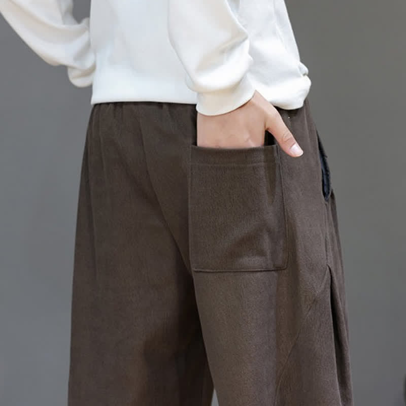Buddha Stones Fall Winter Casual Drawstring Solid Long Pants Men's Straight Leg Pants With Pockets - image 10