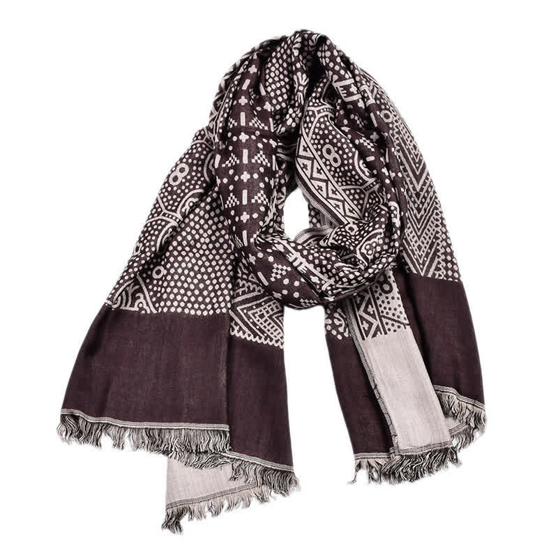 Buddha Stones Fall Winter Geometric Paisley Tassel Reversible Cozy Men's Scarf - Maroon - Approx. 25.6 in × 77.0 in / 65 × 195 cm - image 12