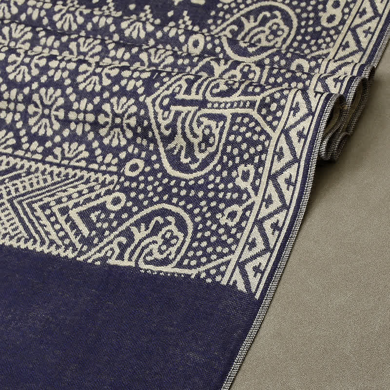 Buddha Stones Fall Winter Geometric Paisley Tassel Reversible Cozy Men's Scarf - image 3
