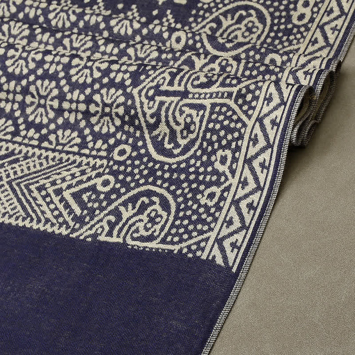 Buddha Stones Fall Winter Geometric Paisley Tassel Reversible Cozy Scarf - image 3