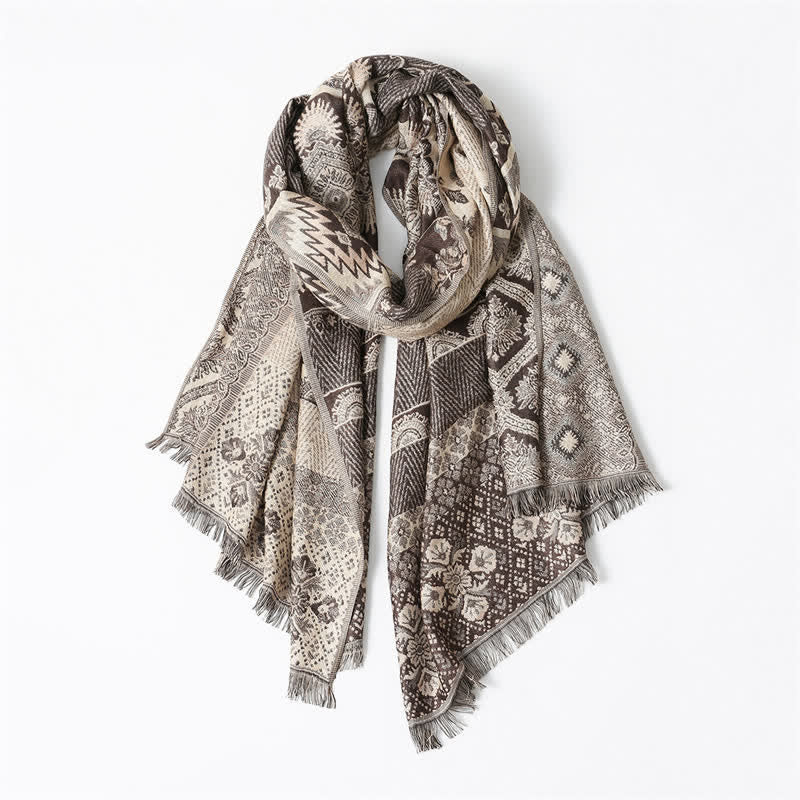 Buddha Stones Fall Winter Reversible Paisley Geometric Tassel Men's Scarf - image 6