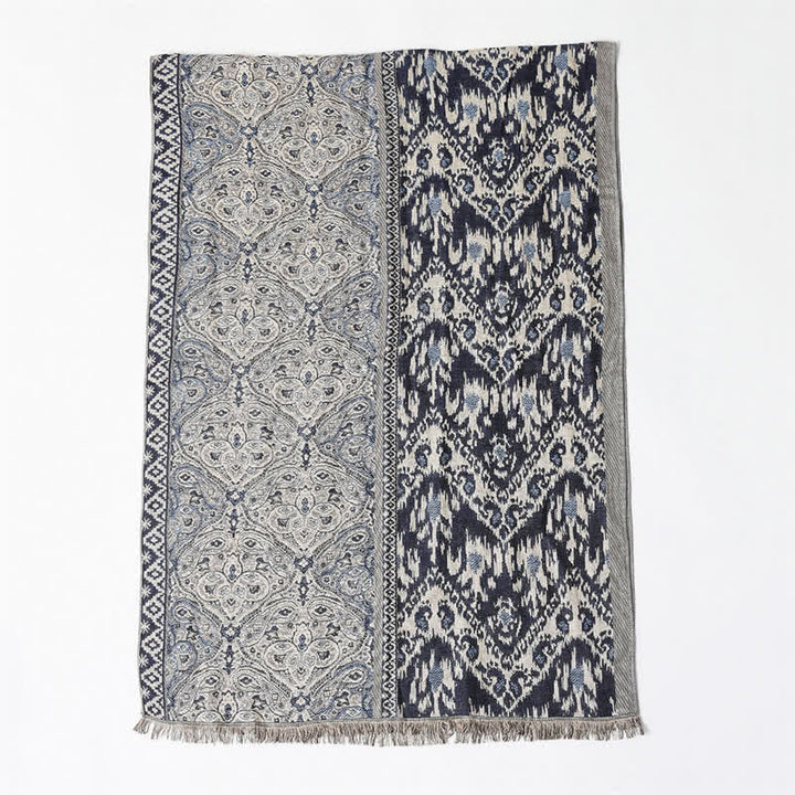 Buddha Stones Fall Winter Reversible Paisley Geometric Tassel Scarf - image 11