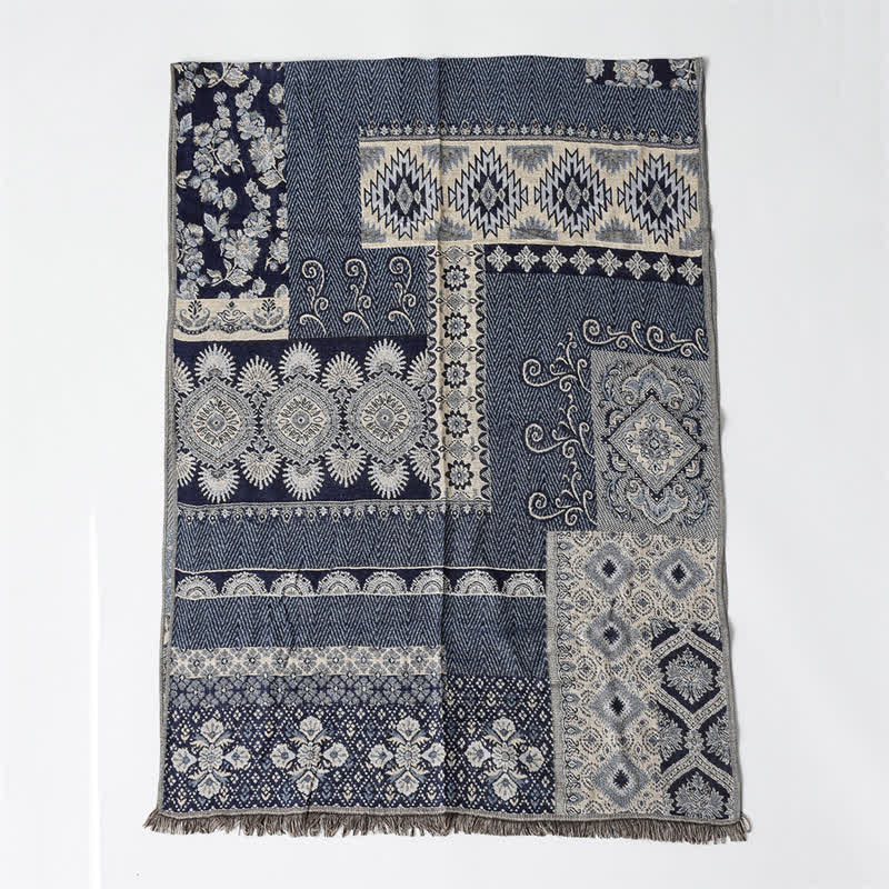 Buddha Stones Fall Winter Reversible Paisley Geometric Tassel Men's Scarf - image 3