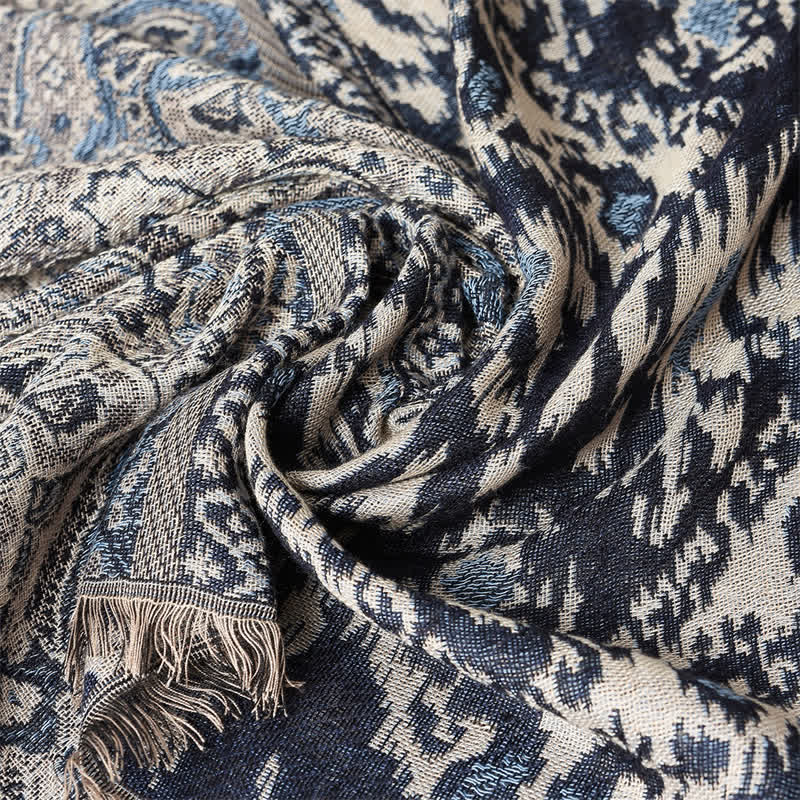 Buddha Stones Fall Winter Reversible Paisley Geometric Tassel Men's Scarf - image 12