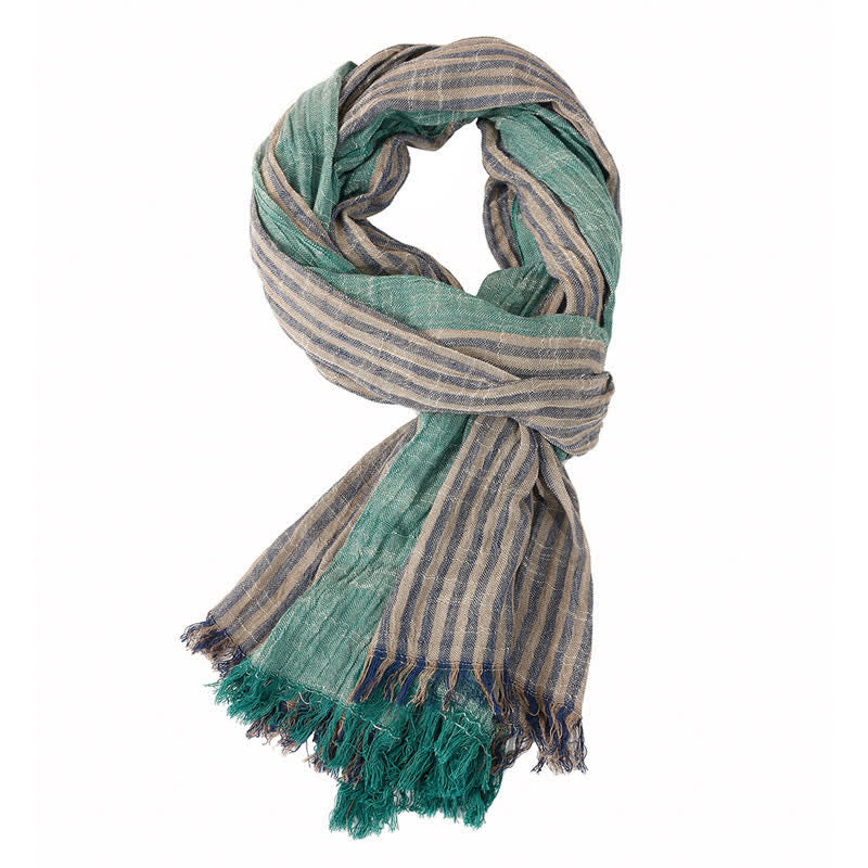 Buddha Stones Spring Fall Striped Color Block Stripe Tassel Travel Men's Scarf - Green - Approx. 27.6 in × 70.9 in / 70 × 180 cm - image 20