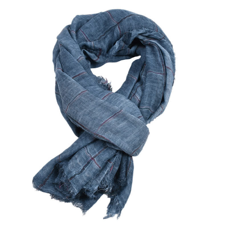 Buddha Stones Spring Fall Plaid Checkered Pattern Casual Unisex Scarf - SteelBlue - Approx. 39.4 in × 74.8 in / 100 × 190 cm - image 4