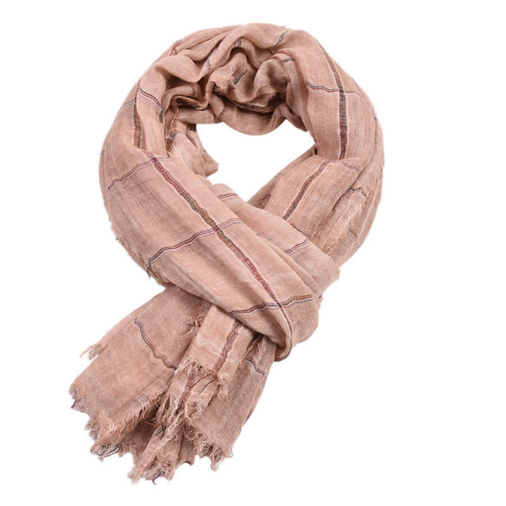 Buddha Stones Spring Fall Plaid Checkered Pattern Casual Unisex Scarf - MistyRose - Approx. 39.4 in × 74.8 in / 100 × 190 cm - image 8