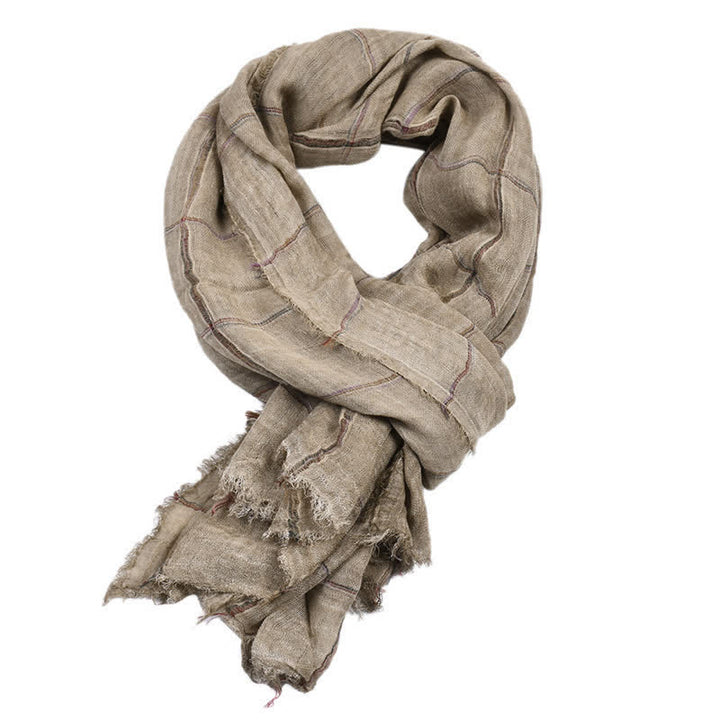 Buddha Stones Spring Fall Plaid Checkered Pattern Casual Unisex Scarf - Tan - Approx. 39.4 in × 74.8 in / 100 × 190 cm - image 12