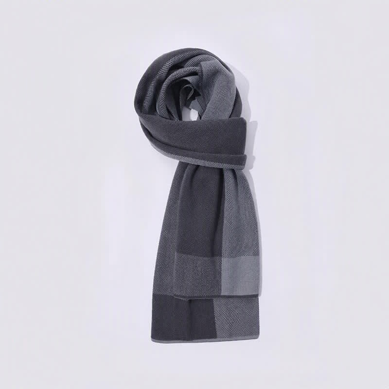 Buddha Stones Fall Winter Knit Geometric Color Block Cozy Men's Scarf - image 3