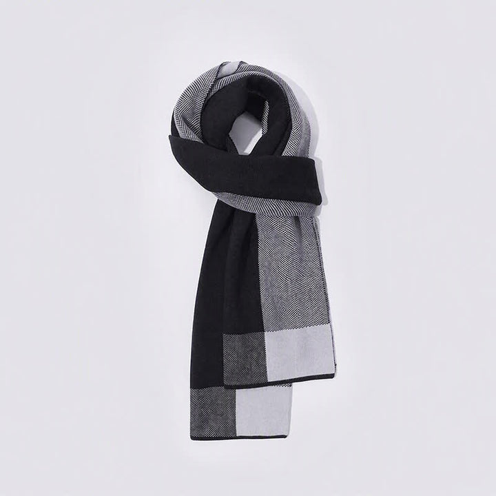 Buddha Stones Fall Winter Knit Geometric Color Block Cozy Men's Scarf - Black - Approx. 180cm*30cm - image 12