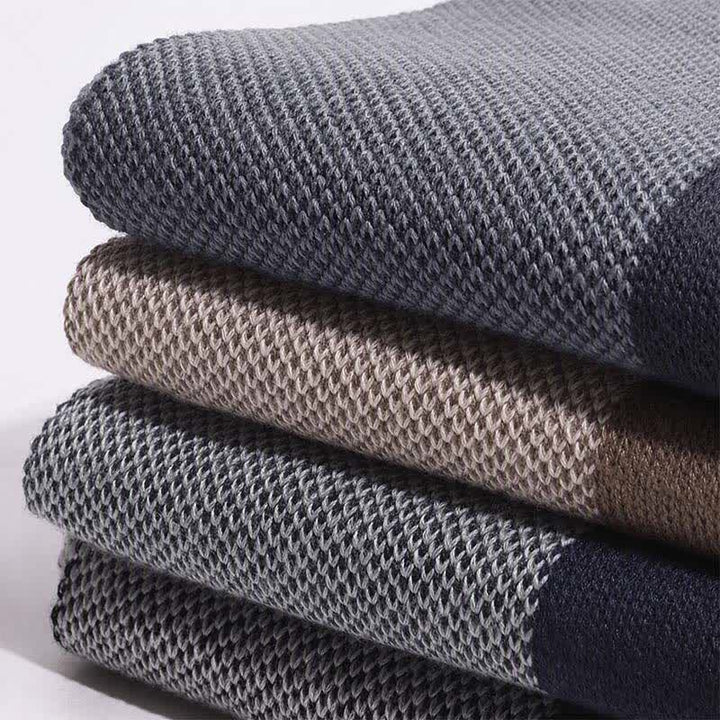Buddha Stones Fall Winter Knit Geometric Color Block Cozy Men's Scarf - image 13