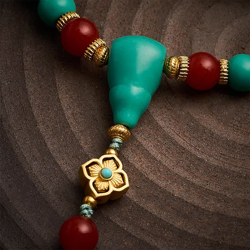 Buddha Stones Turquoise Tibetan Round 108 Beads Strength Mala - image 4