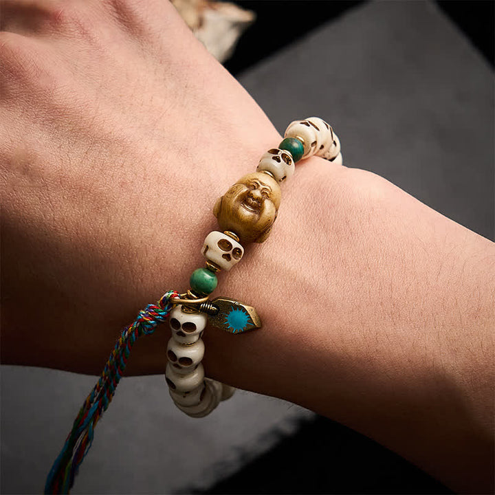 Buddha Stones Tibetan Bone Beads Lord of the Corpse Forest Skull Pattern Strength and Change Bracelet - image 3