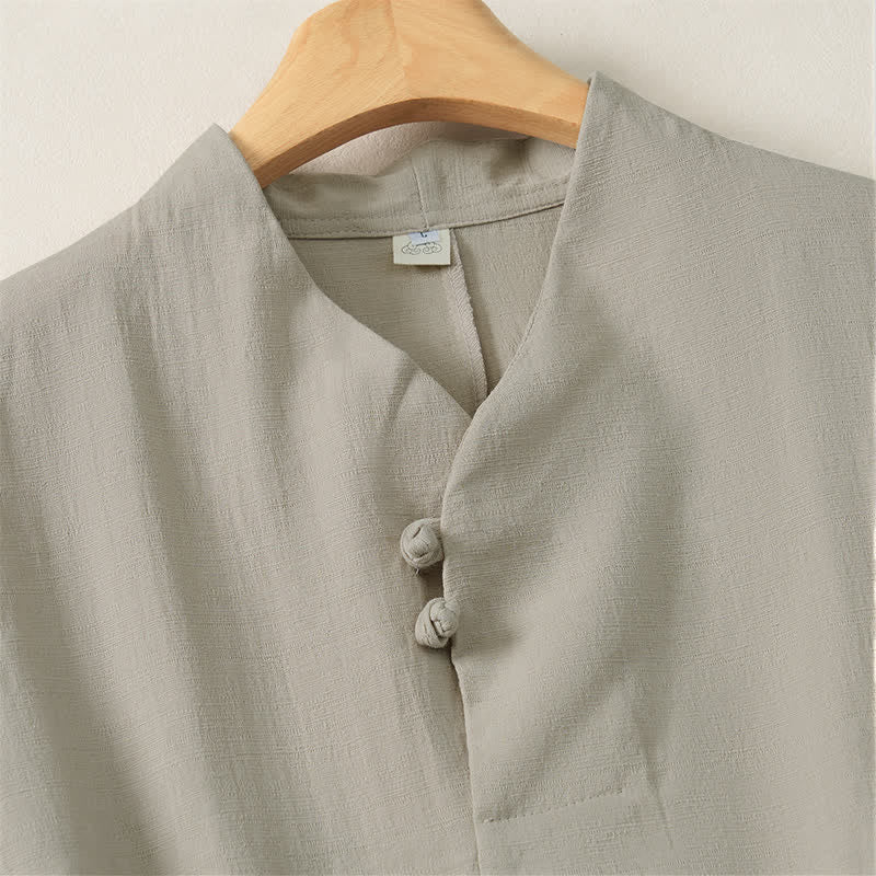 Buddha Stones Spring Fall Casual Tang Style Mandarin Collar Solid Cotton Women's Long Sleeve Shirts - image 12