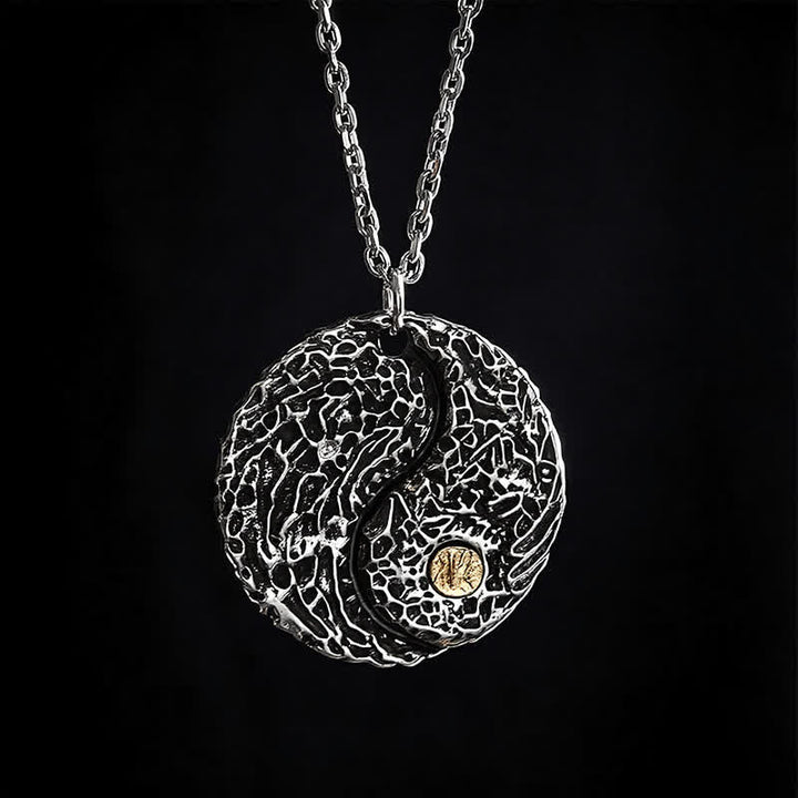 Buddha Stones Copper Yin Yang Balance Round Engraved Pendant Necklace - image 9