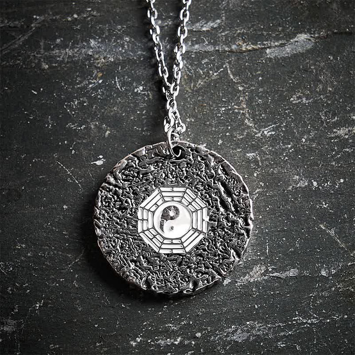 Buddha Stones Copper Yin Yang Balance Round Engraved Pendant Necklace - image 4