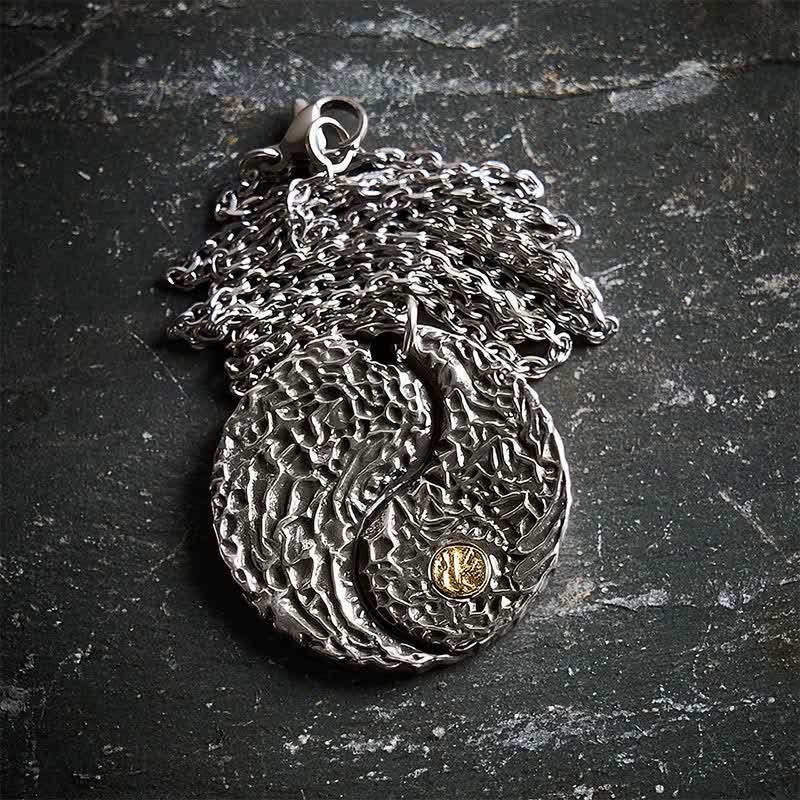 Buddha Stones Copper Yin Yang Balance Round Engraved Pendant Necklace - image 8
