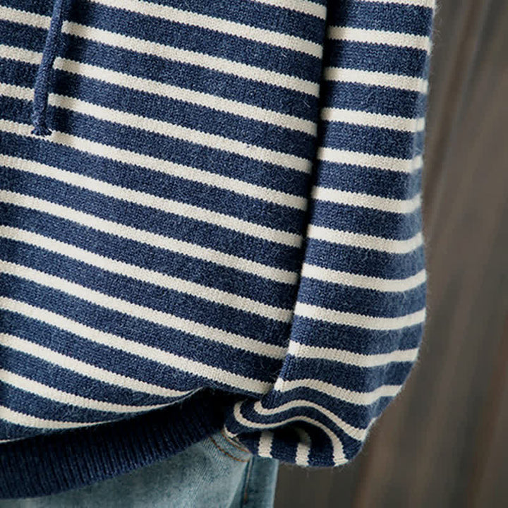 Buddha Stones Fall Winter Casual Classic Drawstring Striped Cotton Women's Hoodie - image 8