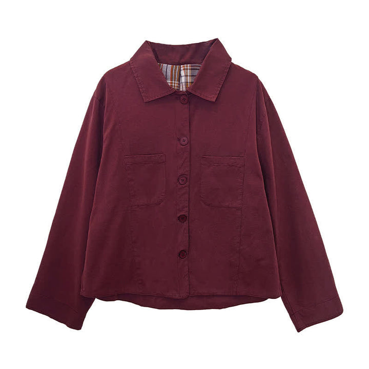 Buddha Stones Fall Basic Minimalist Solid Women's Jackets With Patch Pockets - image 19