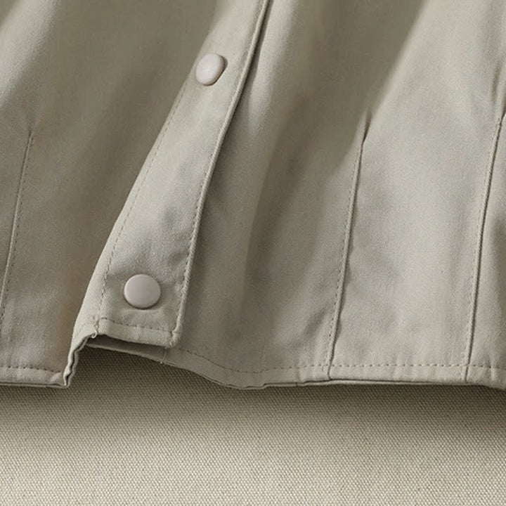 Buddha Stones Fall Winter Casual Minimalist Mandarin Collar Solid Cropped Women's Jacket With Pockets - image 10
