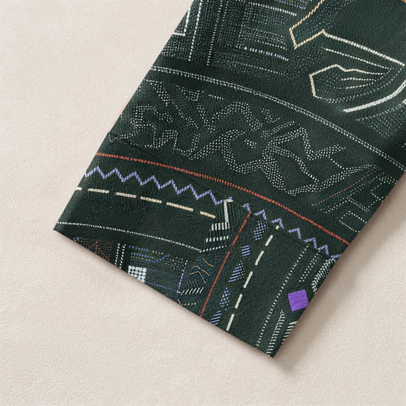 Buddha Stones Cotton Tribal Mandala Pattern V-Neck Buttons Men's Long Sleeve Shirts - image 12