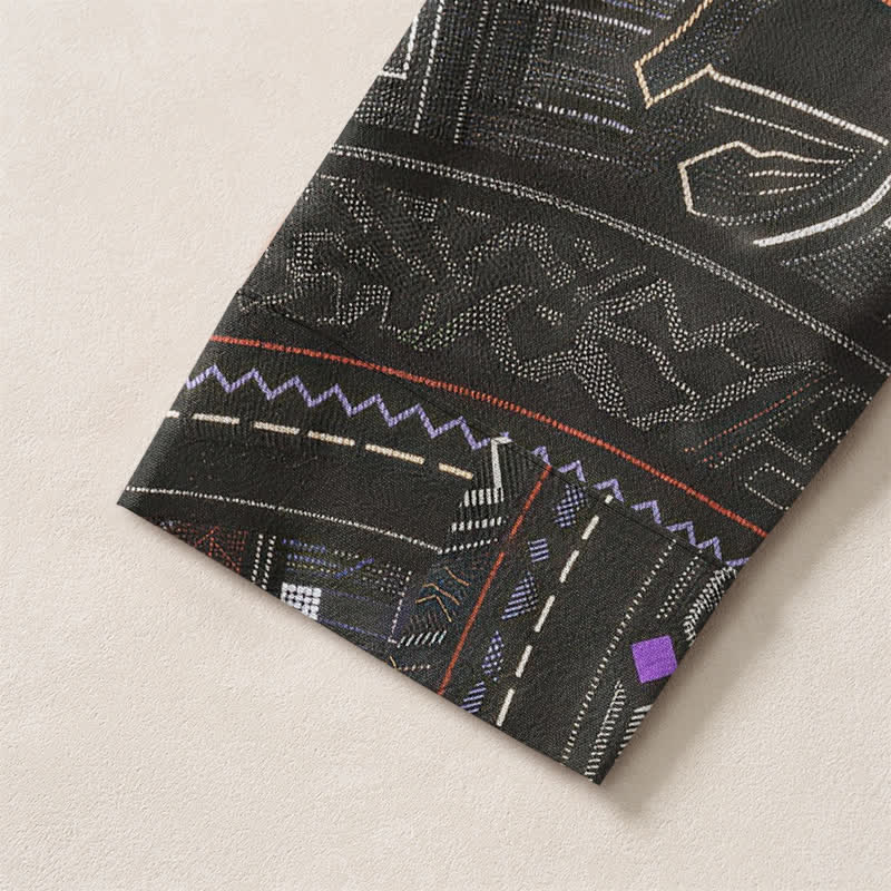 Buddha Stones Cotton Tribal Mandala Pattern V-Neck Buttons Men's Long Sleeve Shirts - image 19