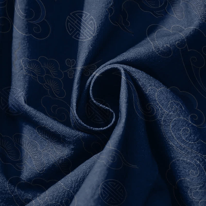 Buddha Stones Pure Cotton Traditional Cloud Medallion Pattern Drawstring Men's Harem Pants With Pockets - image 17