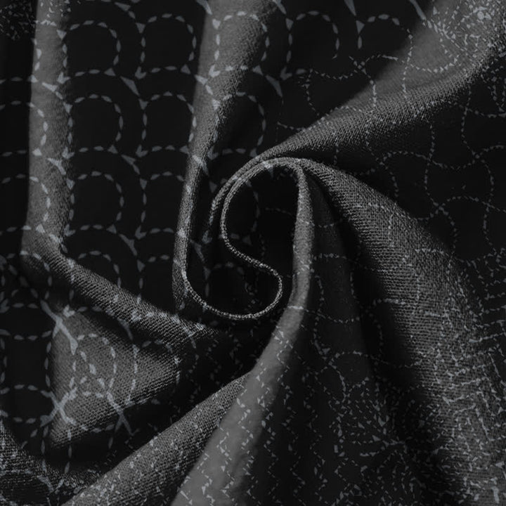 Buddha Stones Pure Cotton Geometric Wave Pattern Drawstring Men's Harem Pants With Pockets - image 17