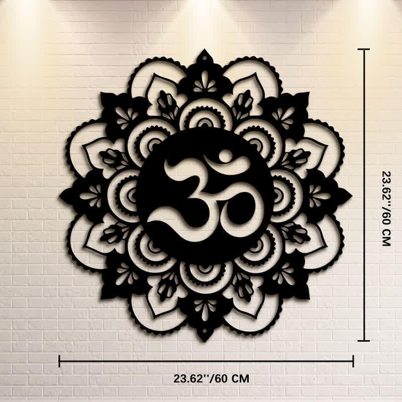 Buddha Stones Sacred OM Mandala Mindfulness Round Iron Metal Wall Decor - Approx. 60cm x 60cm x 0.12cm / 23.62in x 23.62in x 0.05in - image 13
