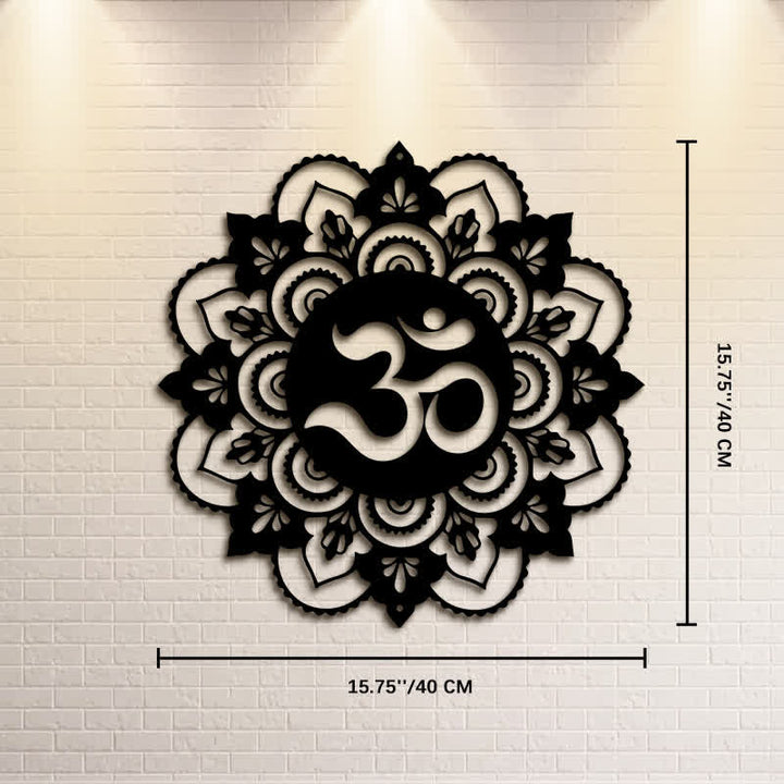Buddha Stones Sacred OM Mandala Mindfulness Round Iron Metal Wall Decor - Approx. 40cm x 40cm x 0.1cm / 15.75in x 15.75in x 0.04in - image 8