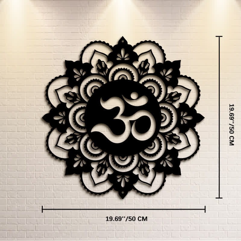 Buddha Stones Sacred OM Mandala Mindfulness Round Iron Metal Wall Decor - Approx. 50cm x 50cm x 0.12cm / 19.69in x 19.69in x 0.05in - image 10