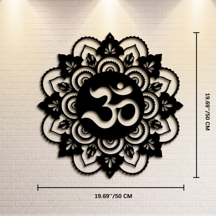 Buddha Stones Sacred OM Mandala Mindfulness Round Iron Metal Wall Decor - Approx. 50cm x 50cm x 0.12cm / 19.69in x 19.69in x 0.05in - image 10