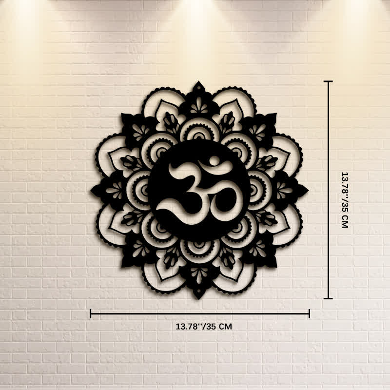 Buddha Stones Sacred OM Mandala Mindfulness Round Iron Metal Wall Decor - Approx. 35cm x 35cm x 0.1cm / 13.78in x 13.78in x 0.04in - image 6
