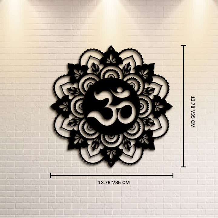 Buddha Stones Sacred OM Mandala Mindfulness Round Iron Metal Wall Decor - Approx. 35cm x 35cm x 0.1cm / 13.78in x 13.78in x 0.04in - image 6