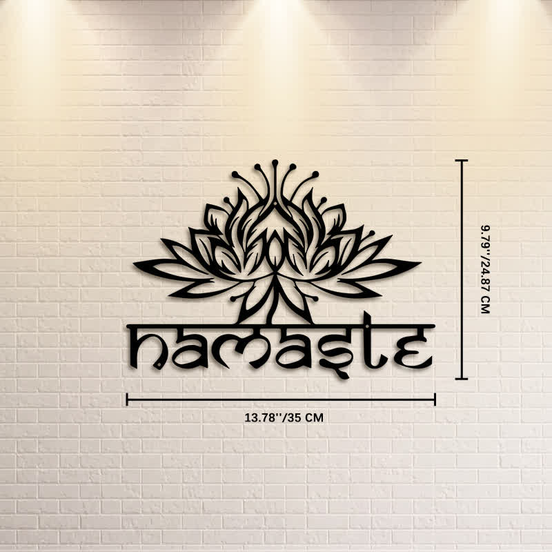 Buddha Stones Black Lotus Namaste Peace Metal Iron Wall Decor - Approx. 35cm x 24.87cm x 0.1cm / 13.78in x 9.79in x 0.04in - image 6