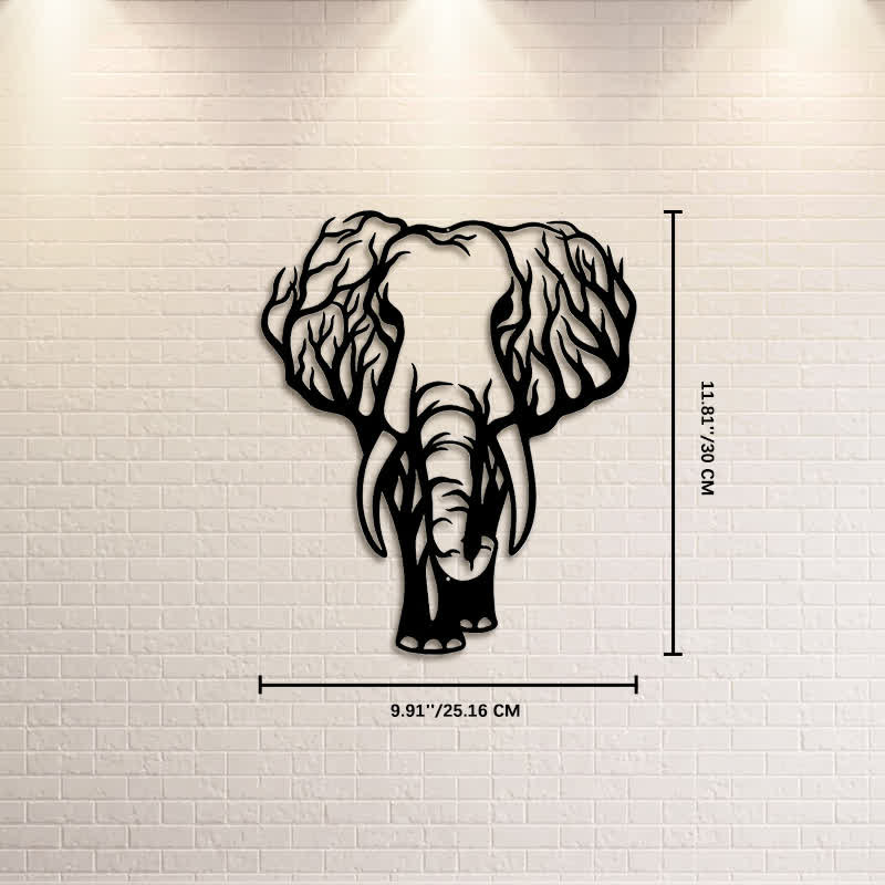 Buddha Stones Minimalist Elephant Head Line Design Iron Metal Wall Decor - Approx. 25.16cm x 30cm x 0.1cm / 9.91in x 11.81in x 0.04in - image 4